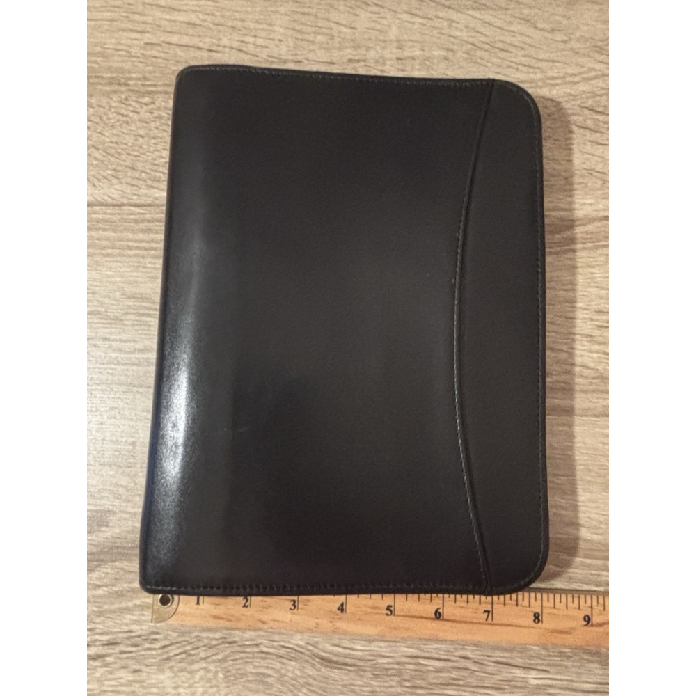 Vtg Day-Runner Genuine Leather Binder Planner Black 7-Ring Organizer 10.5" x 8"